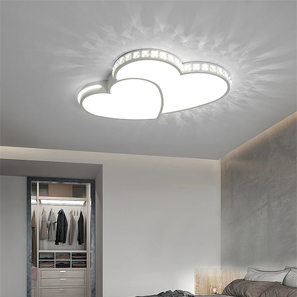 LED Chandelier Ceiling Light Heart Style Bedroom Crystal Hanging Lamp Fixture ceiling Lamp