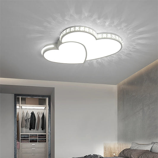 LED Chandelier Ceiling Light Heart Style Bedroom Crystal Hanging Lamp Fixture ceiling Lamp