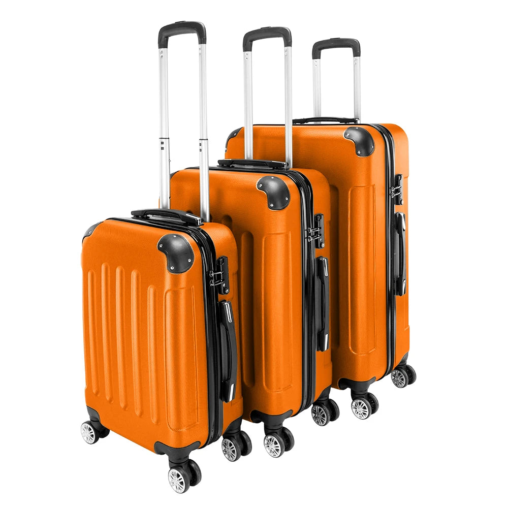 3-in-1 Portable ABS Trolley Case 20" / 24" / 28" Orange Large capacity suitcase Pull rod suitcase  suitcase set