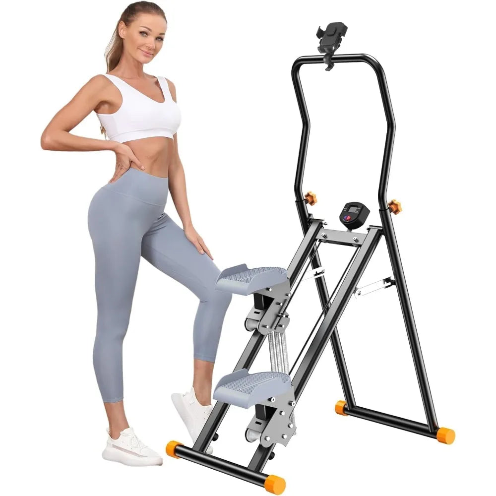 Home Cardio Exercise Vertical Climber: Upgraded Compact Stair Stepper with Adjustable Resistance for Full-Body Workouts