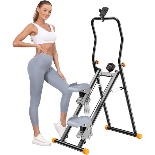 Home Cardio Exercise Vertical Climber: Upgraded Compact Stair Stepper with Adjustable Resistance for Full-Body Workouts