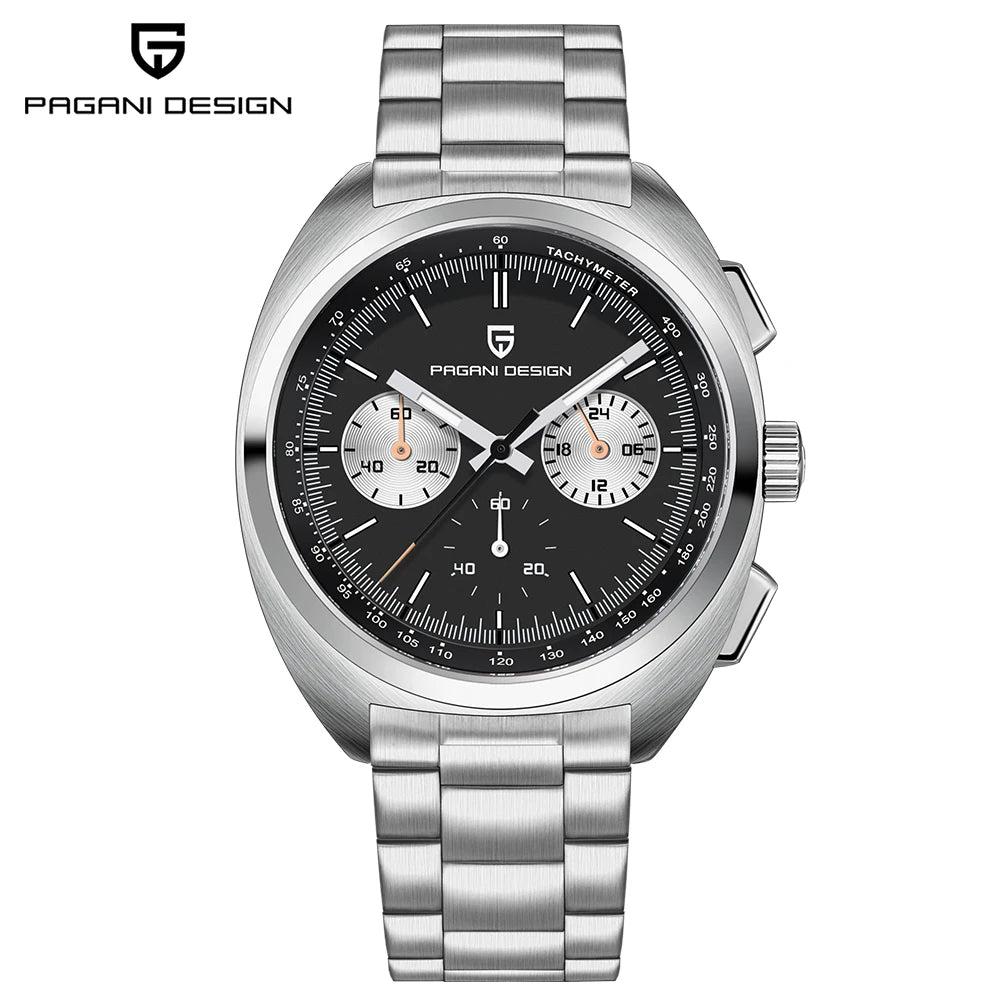 PAGANI DESIGN 2026 Retro Luxury Men's Watches Sports Chronograph VK63 Quartz Watch For Men AR Sapphire Waterproof Leather Clock