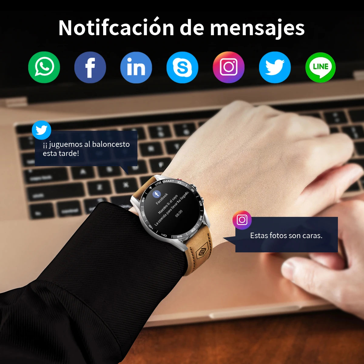 LIGE Brand Smartwatch For All Smartphone Connections AMOLED Screen Watch Men Smart Watch Waterproof Smartband HD Bluetooth Call