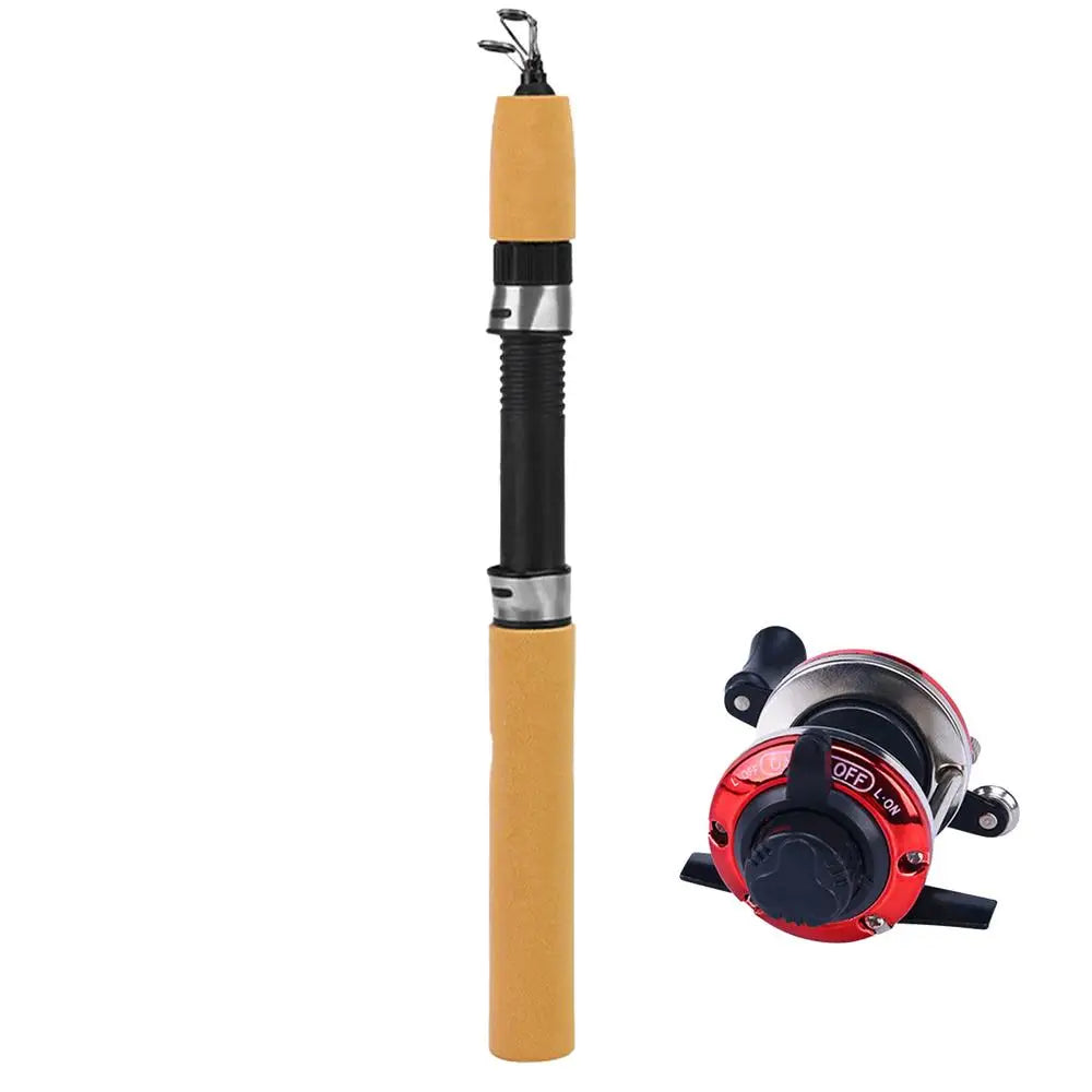 Telescopic Ice Fishing Rod With Reel Mini Fishing Rod 60 80 100CM Carbon River Shrimp Carp Fishing Pole For Winter Fishing Gears