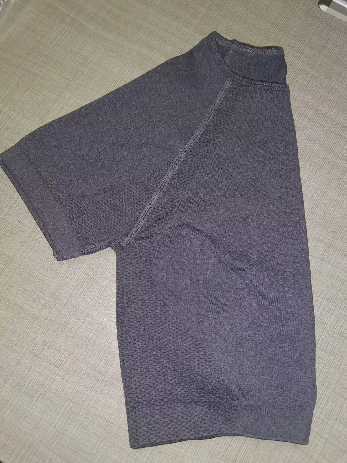 Women's Knitted Seamless Running Sports Short Sleeve Top Fitness Yoga Wear