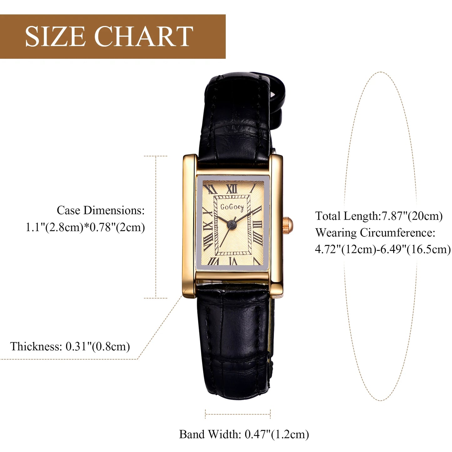 Lancardo Leather Rectangular Women Small Watch Silver Rectangular Roman Numerals Premium PU Strap Black Women's Exquisite Watch
