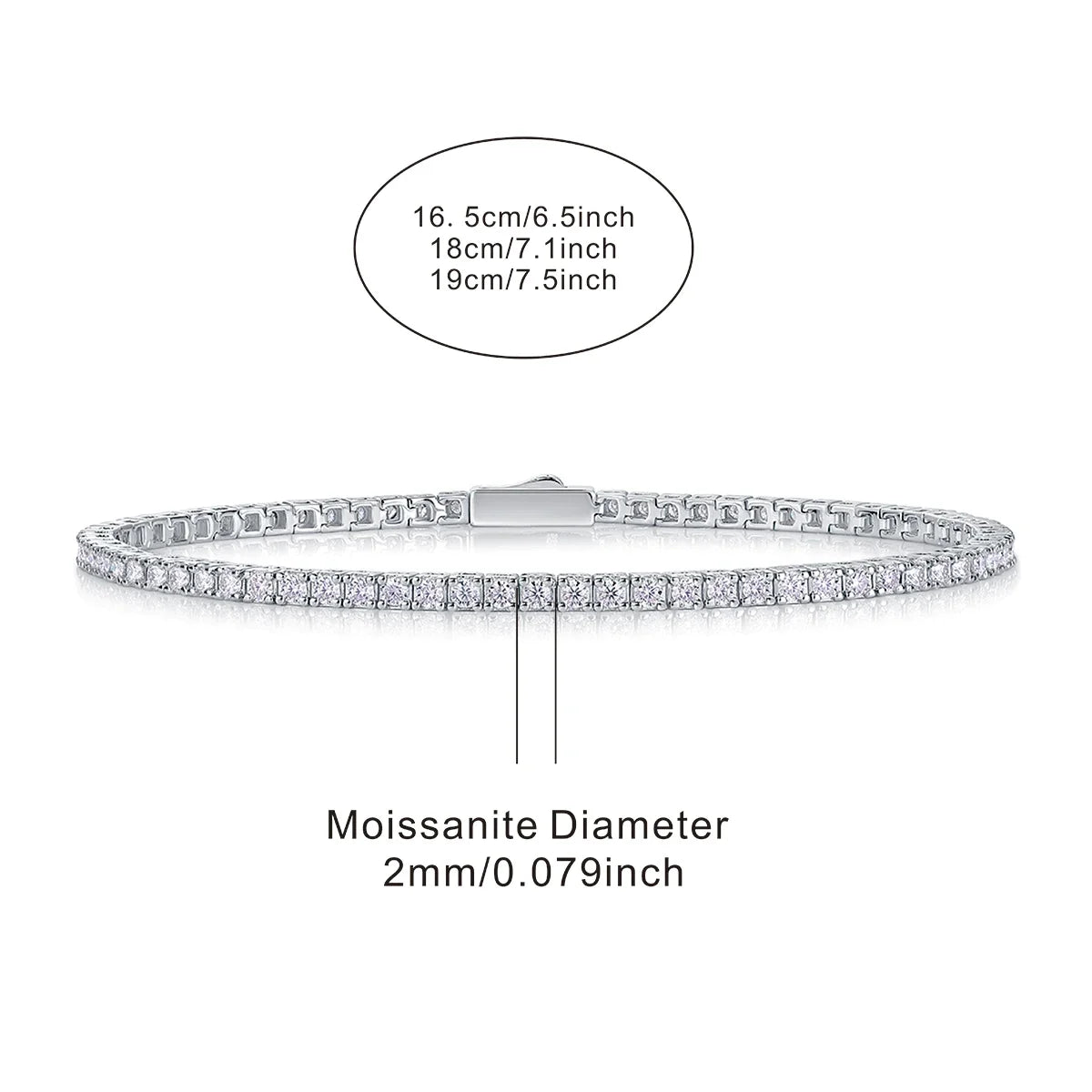 JIUZUAN Moissanite Tennis Bracelet 925 Sterling Silver 18K Gold Plated, Size Optional, Gift for Women, Comes with GRA Certificat