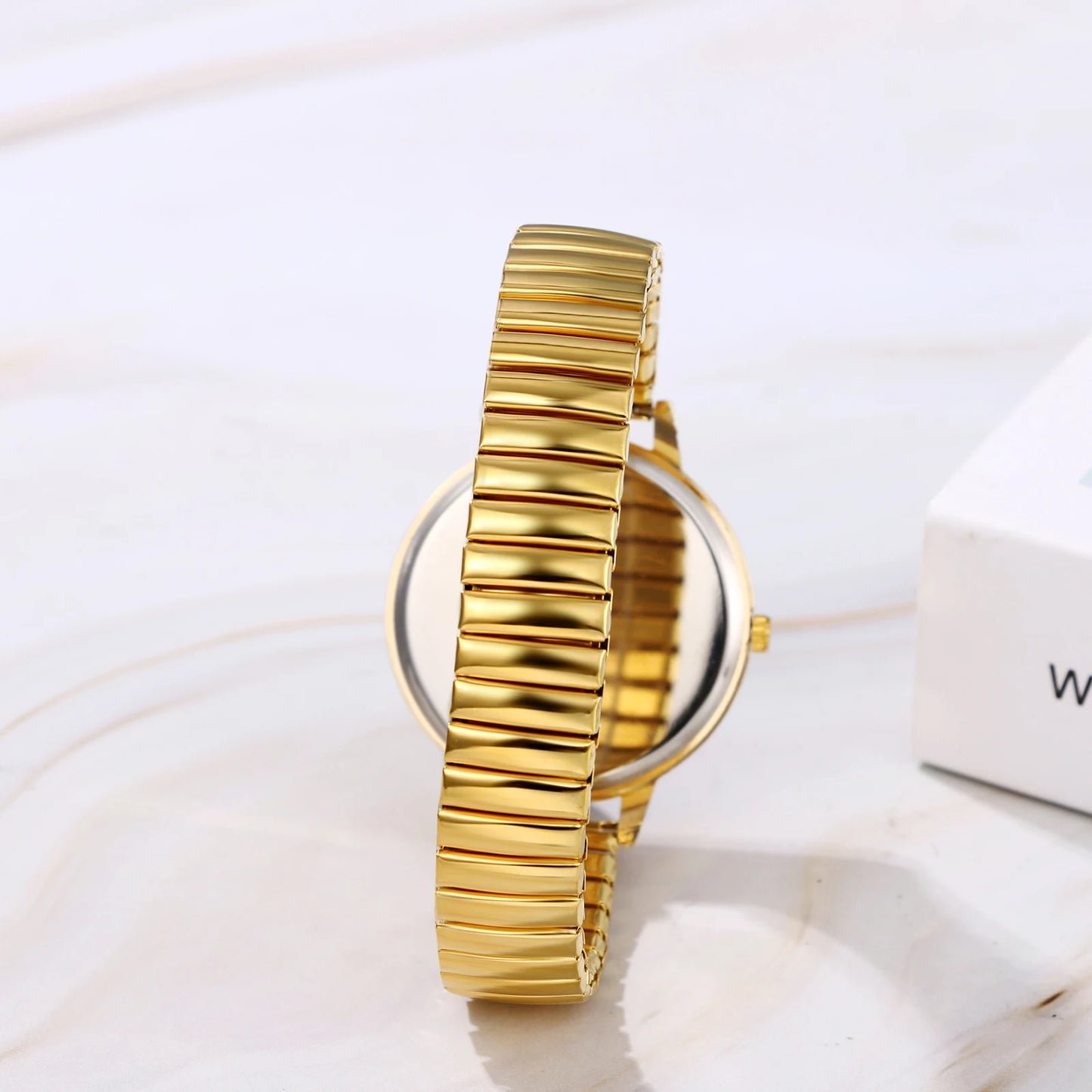 LANCARDO Elastic Women Watch Waterproof Luminous Scale and Hand Hard Steel Bracelet Elastic Strap Watch Simulates Quartz