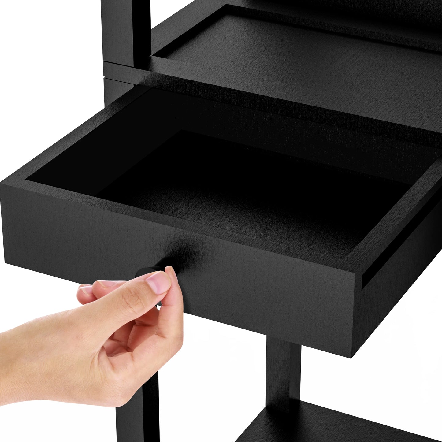 67" Column Floor Lamp with Shelves, Solid Wood, USB Ports, Storage Drawer and Bulb Included