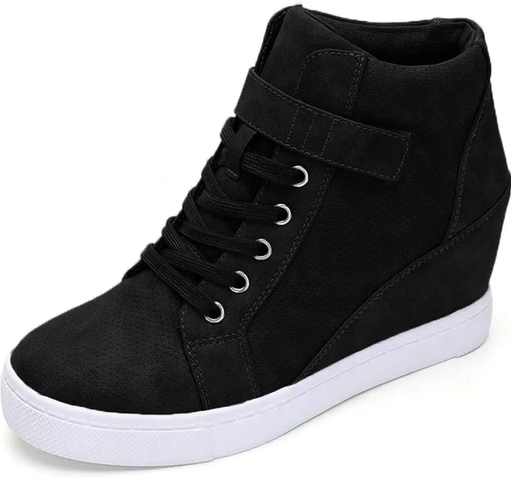 Women's Lace Up Wedge Sneakers High Top Fashion Sneakers Ankle Booties