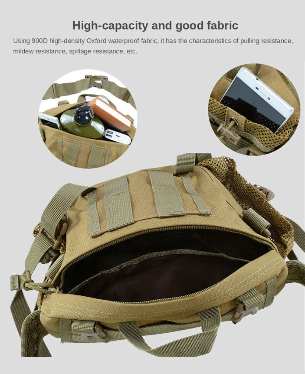 Mens Tactical Military Sling Chest Bag Crossbody Molle Shoulder Waist Belt Pack with Multiple Pockets Hunting Bag
