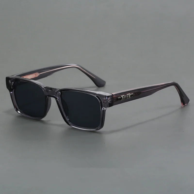Fashionable Retro Square Black and Leopard Print Full Frame Anti-Uv Sunglasses for Men Japanese Simple Literary Style Shades