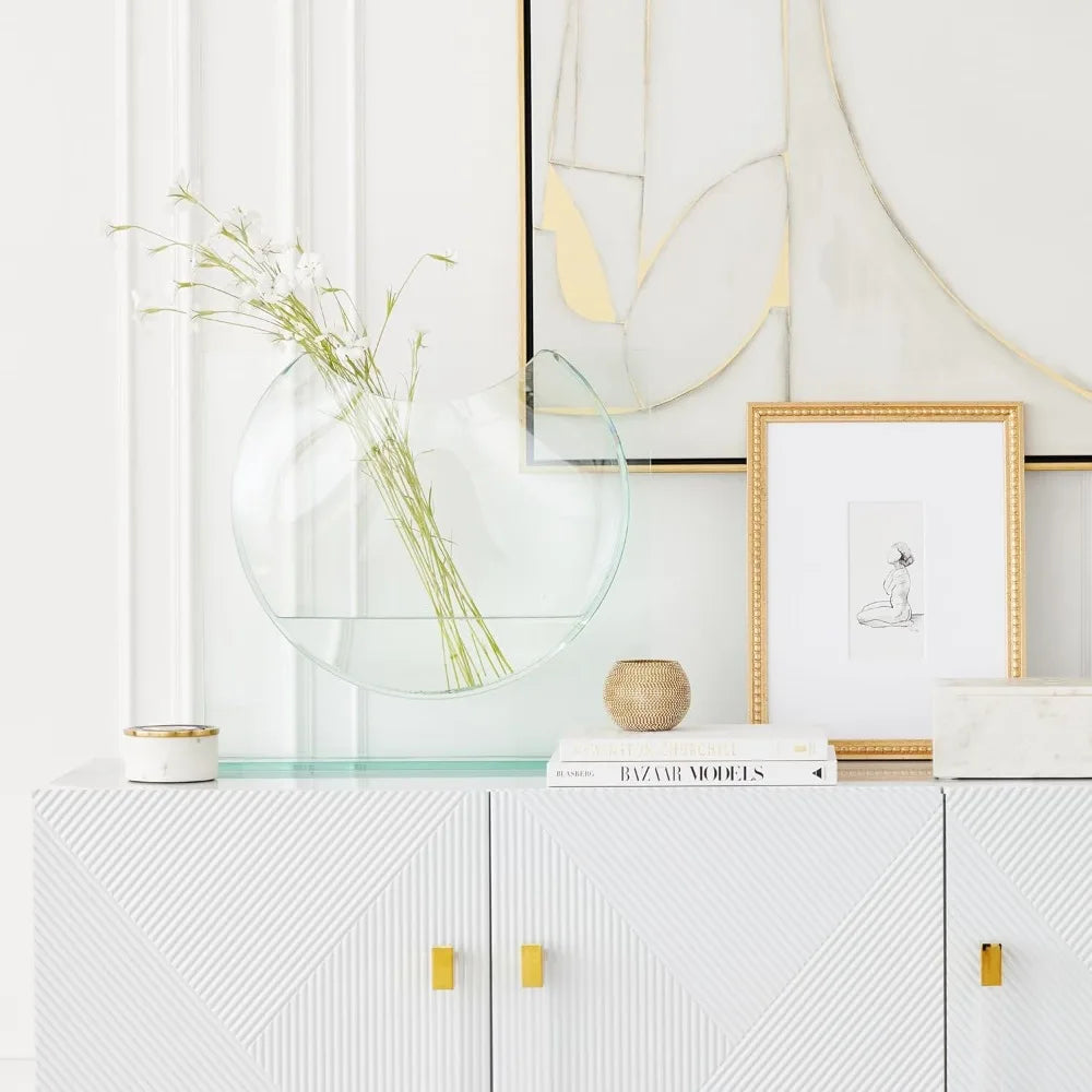 Z GALLERIE Clear Ellipse Vase for Centerpieces Home Decor, Cute Bookshelf Decor, Artistic and Cultural Glass Vases for Home Offi