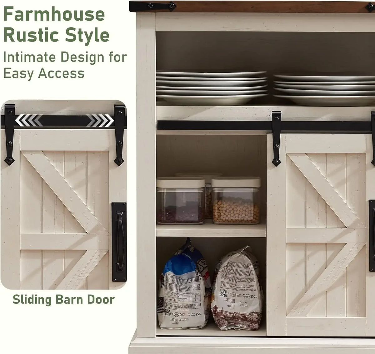 Bathroom Floor Cabinet, Farmhouse Cabinet with Sliding Barn Door & Storage Drawers, Small Storage Cabinet for Bathroom, Kitchen,