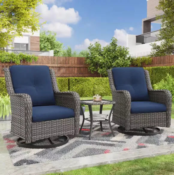 Wicker Patio Conversation Set with Cushions,Modern and chic bistro table set integrate with outdoor/indoor living space