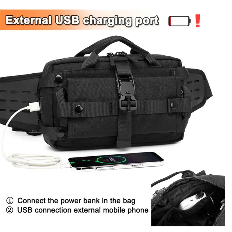OZUKO Tactical  belt bag Waist Bag Sports Chest Pack Waterproof Shoulder Belt Bag EDC Crossbody Bags for Hunting Camping Hiking