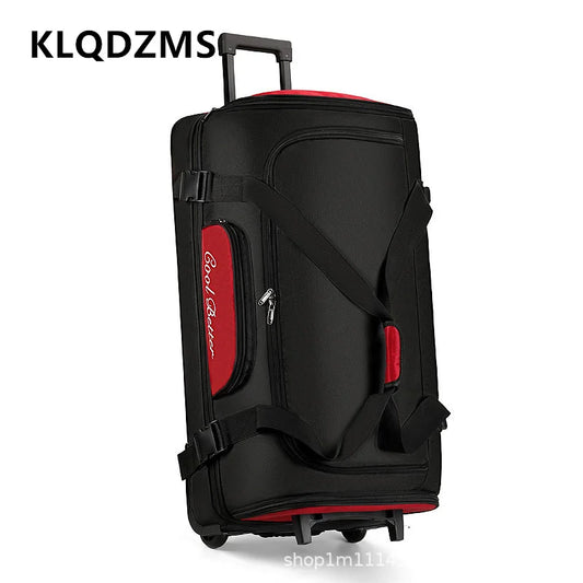 KLQDZMS Oxford Cloth Suitcase 34 Inch Large Capacity Zipper Trolley Bag Expandable Storage Bag Universal Wheel Rolling Luggage
