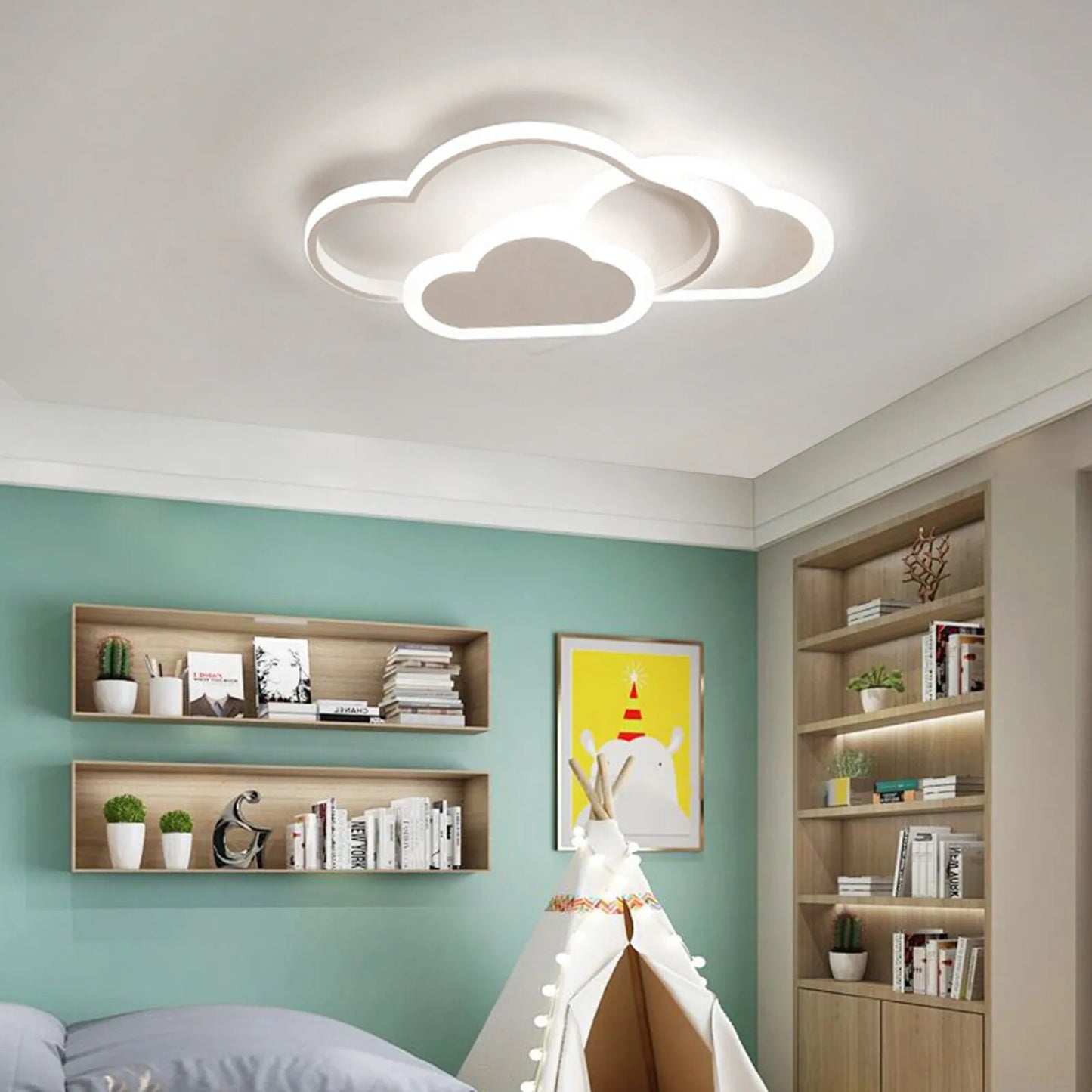 Acrylic LED Ceiling Light Cloud Shape Dimmable Chandelier Kids Room Lamp