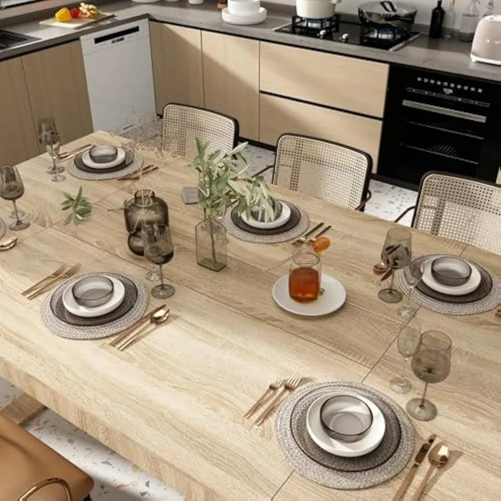 "Modern Wooden Dining Table Seats 8-10, Versatile for Home and Office, Light-Weight Kitchen Table"