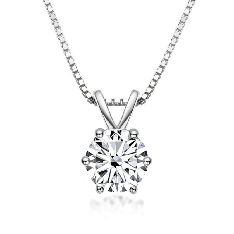 1 Carat Multi-Color D VVS1 Moissanite Pendant Necklace in 925 Sterling Silver - Fine Jewelry Gift for Weddings & Engagements