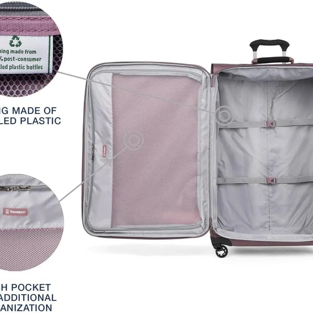 Expandable 4-Wheel Softside Luggage, Dusty Rose Pink, 29-Inch Large Suitcase for Men & Women