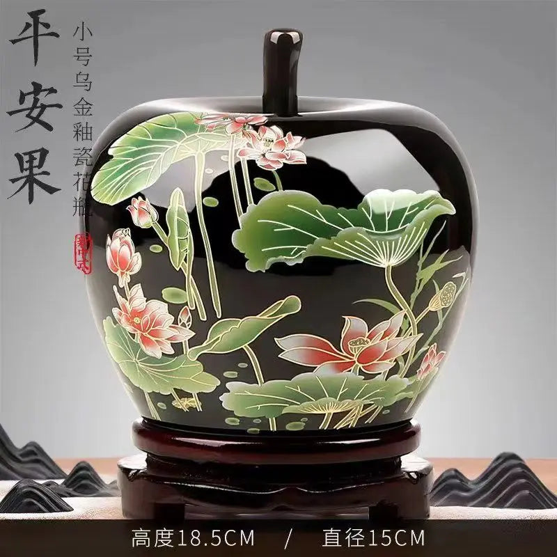Exquisite Chinese Classical old hand painted Black porcelain lotus vase