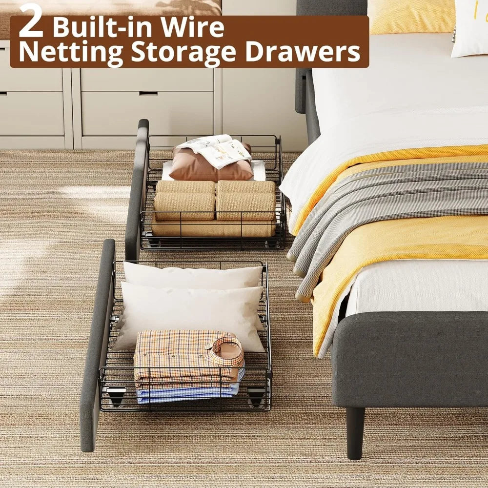 LIKIMIO Twin XL Corner Daybed with Storage Drawers and Headboard, Solid Bed Frame for Bedroom or Guest Room