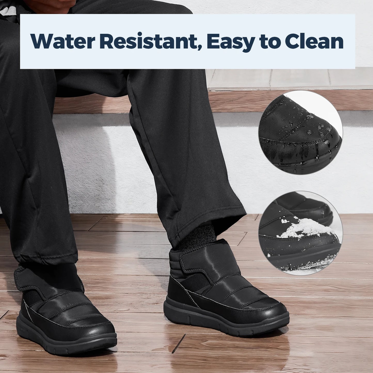 Fittington Men's Winter Boots Wide Width  Snow Boots For Men Lightweight Warm Fur Lined Ankle Boots Slip On Snow Botas Mujer