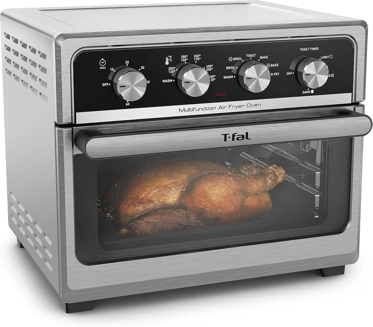 9-in-1 Stainless Steel Toaster Oven Air Fryer, 7lb Capacity, Fast Heat-Up, Crispy Toast, Bake, Air Fry, Reheat, Broil