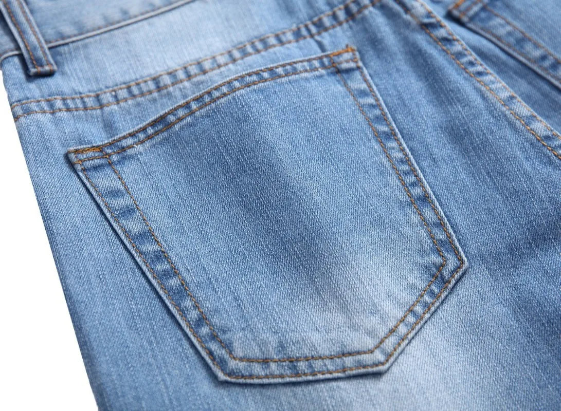 Men's Clothing Ripped Straight Slim-fit Non-elastic Jeans More Ripped Men's Trousers Jeans for Men Cargo Pants Men