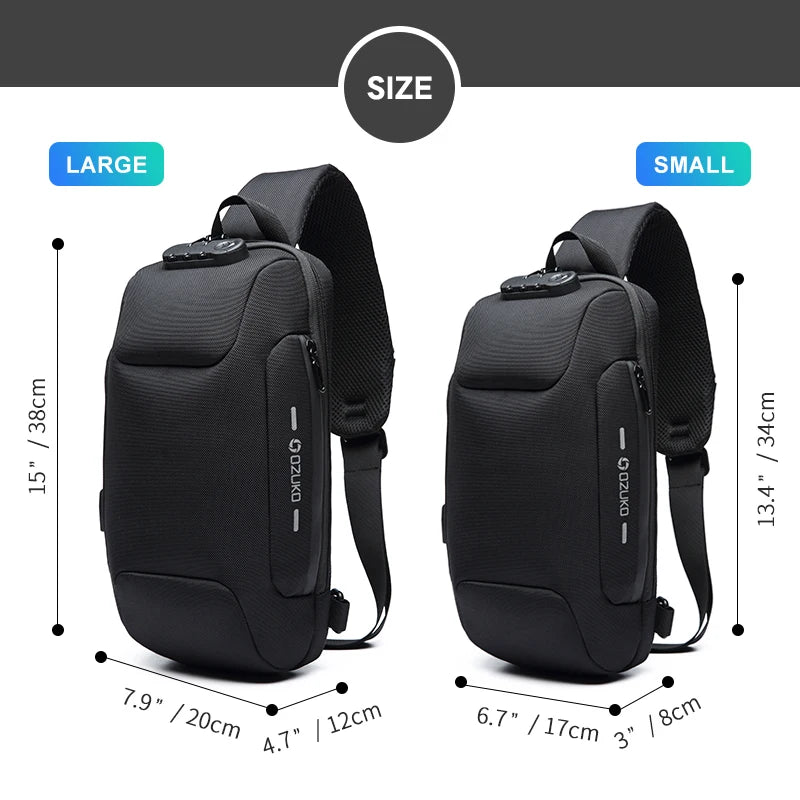 OZUKO 2024 Men's cross body bag Anti-theft Shoulder Messenger Bags Male Waterproof Short Trip Chest Bag Pack