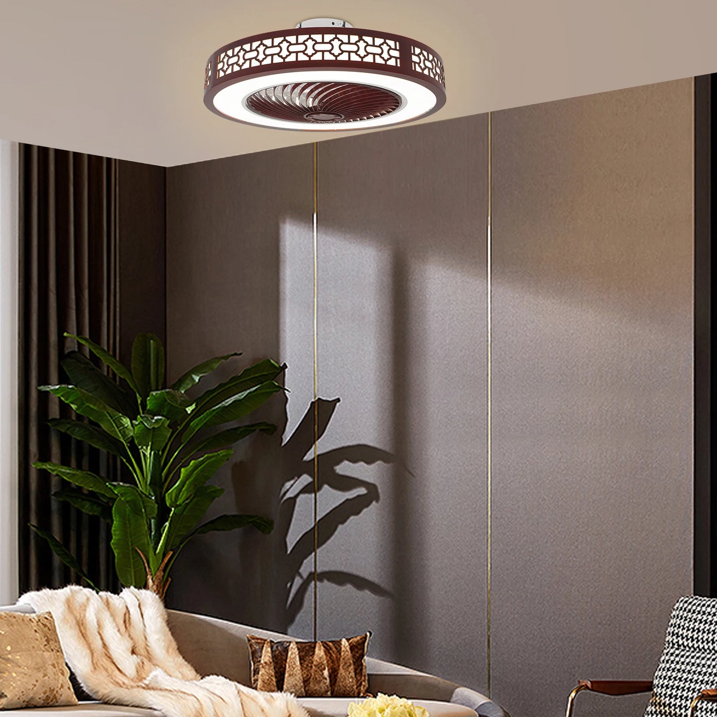 57x57x19cm 64W Ceiling Fan LED Ceiling Lamp with Remote Control for Bedroom, Dining Room or Living Room