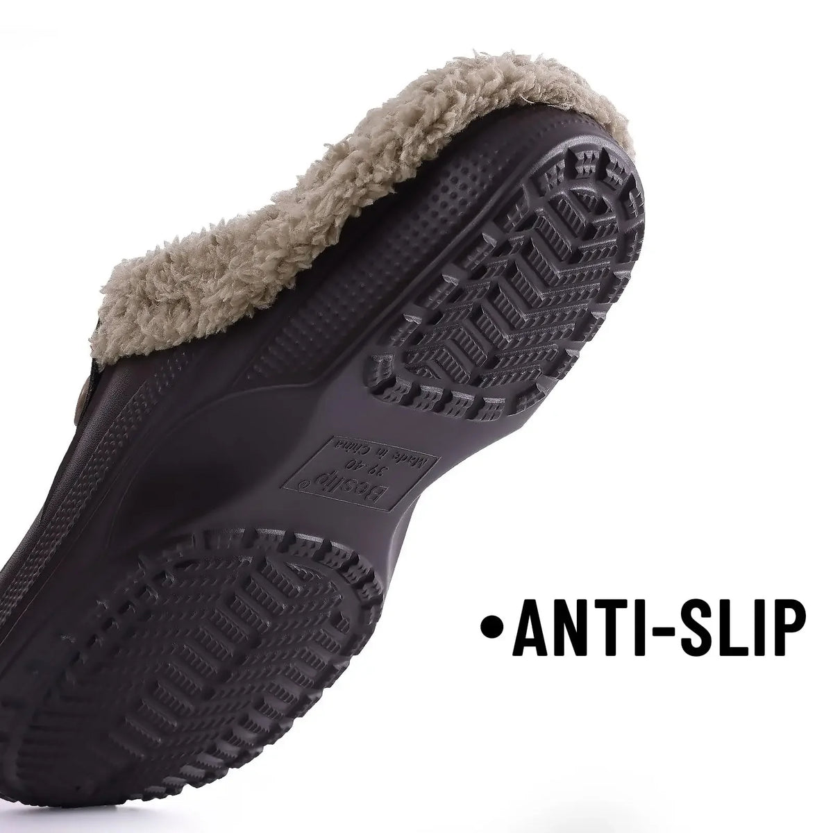 Winter Fur Furry Slippers For Men Outdoor Fashion Waterproof Plush Cotton Slippers Indoor Warm Cozy Non-slip Home Shoes