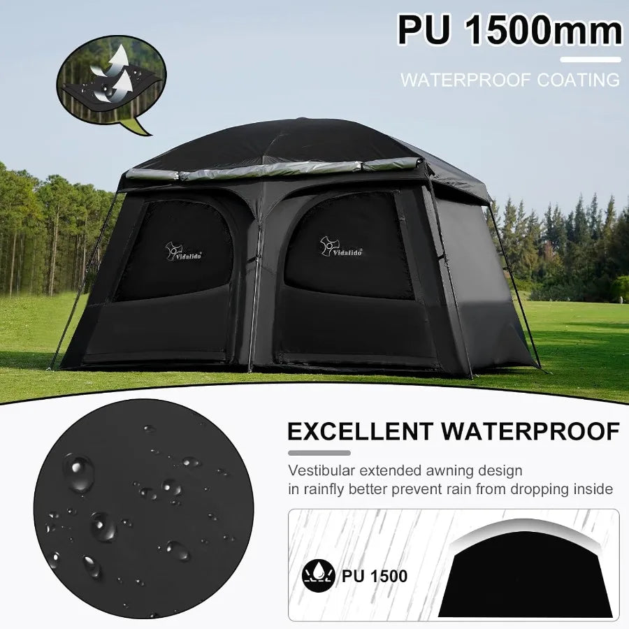 Tents3-4 Person Camping Tent with Extended VestibuleWeather Resistant Family Tents with Breathable Mesh WindowsEasy Install Wat
