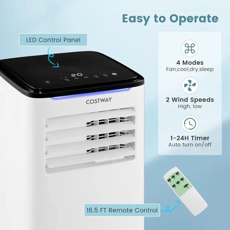 Portable Air Conditioners 10000 BTU Portable AC Unit for Room up to 400 Sq.Ft with Cool Fan Dry Sleep Mode Timer Remote Control