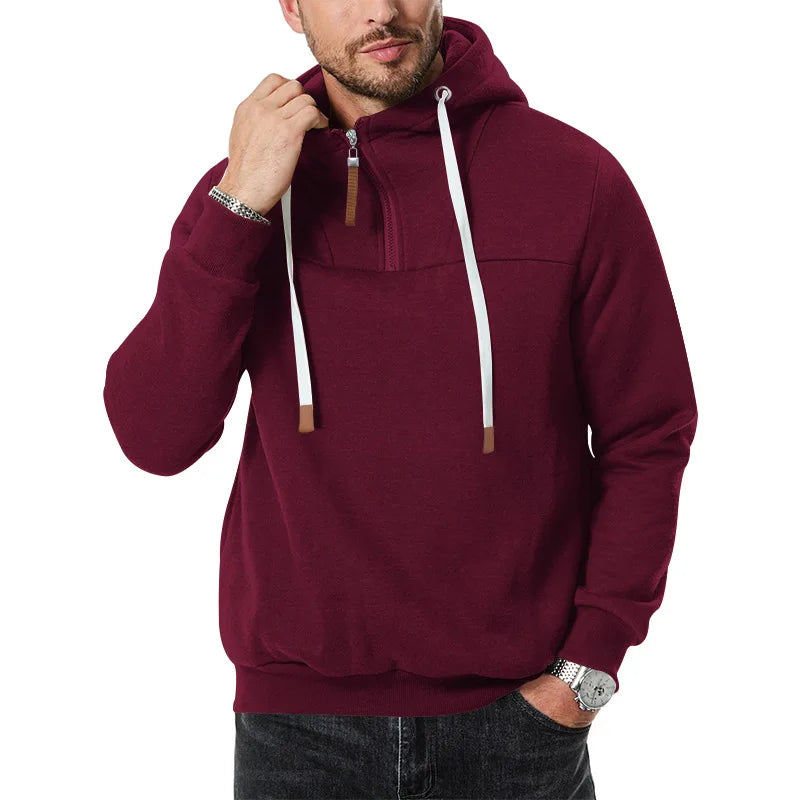 2025 cross-border men's clothing wholesale fleece sleeve autumn and winter casual hooded new sweater