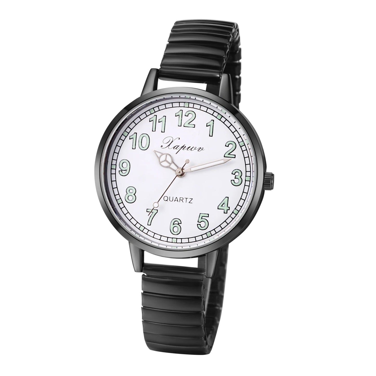 LANCARDO Elastic Women Watch Waterproof Luminous Scale and Hand Hard Steel Bracelet Elastic Strap Watch Simulates Quartz