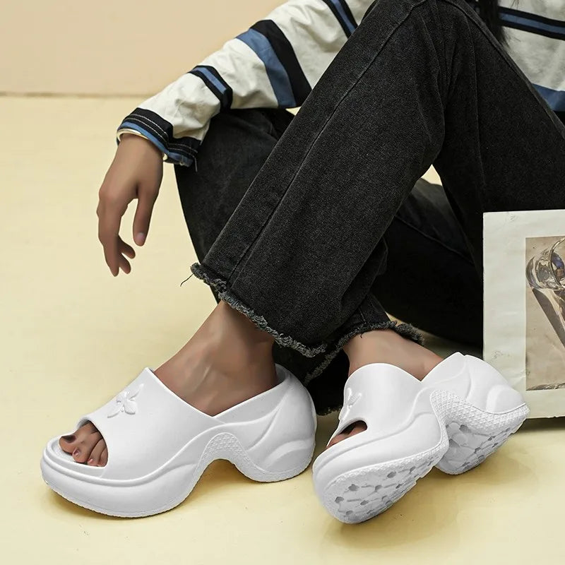 Women's Shoes 35-40 Spring Platform Clover Slippers High Heels Breathable Sandals Street Casual Shoes New Soft Soles