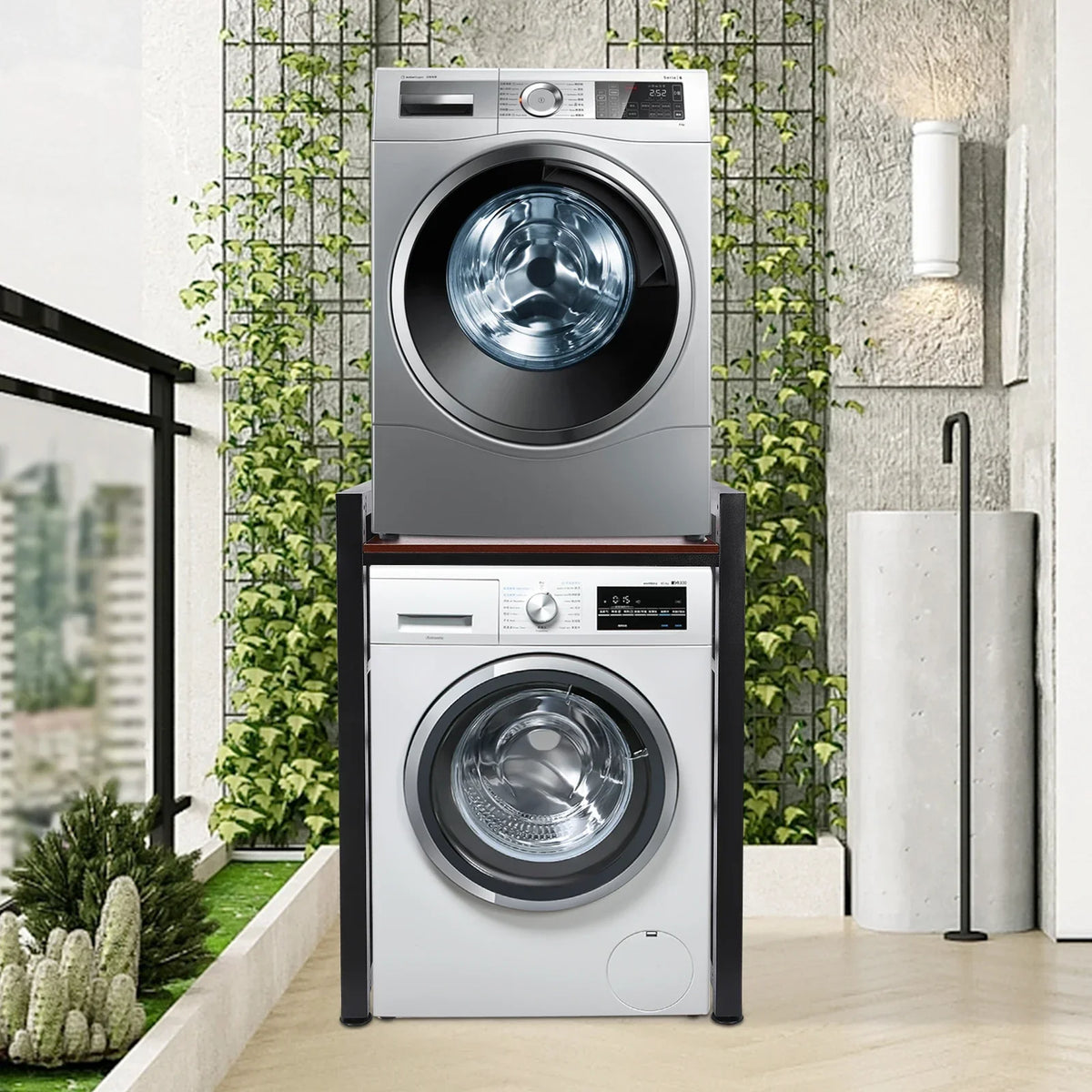 Modern Washer and Dryer Storage Shelf, Floor Mount Organizer Rack with 418.9lbs Load Capacity for Laundry Room and Bathroom