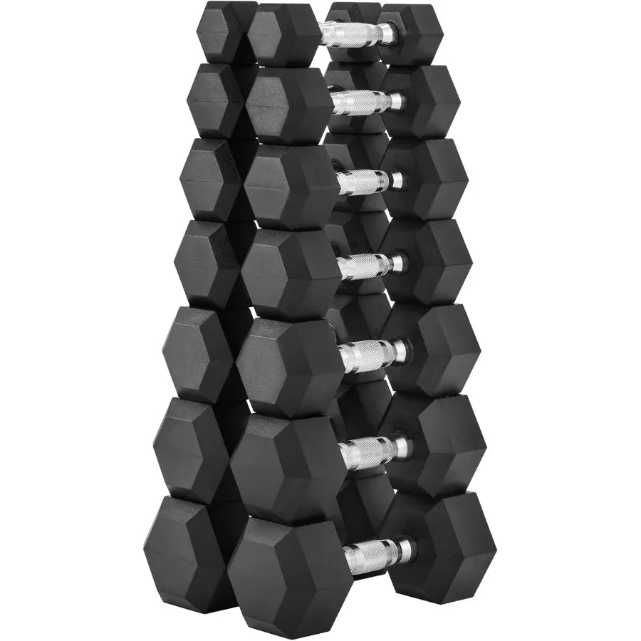 Hex Dumbbells Rubber Coated Cast Iron Black Free Weights for Home Gym Exercises Durable Hexagonal Design with Non-Slip Grip Ide