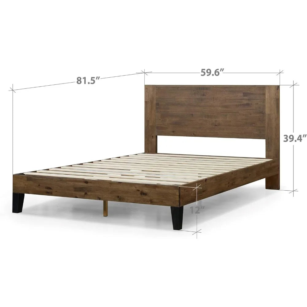Zinus Tonja Wooden Platform Bed Frame with Headboard, Mattress Support Base Featuring Wood Slats, No Box Spring Required, Simple