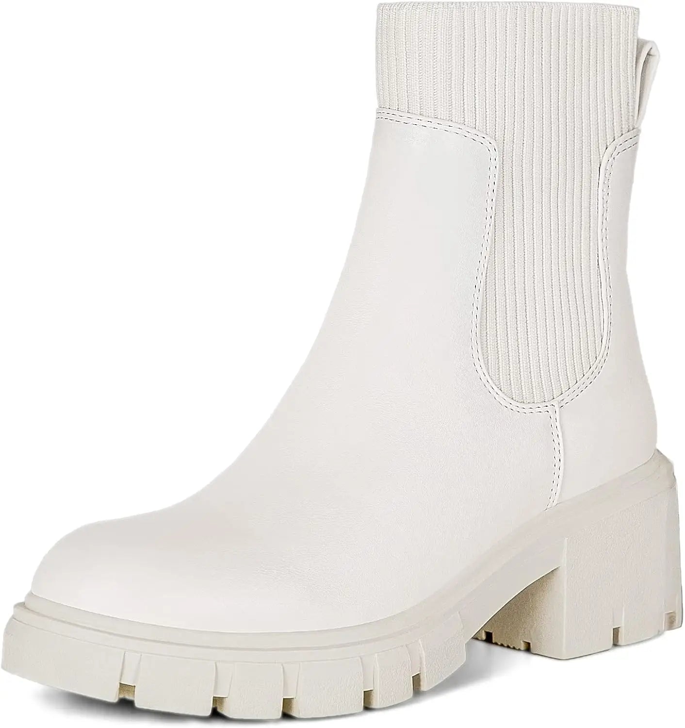 Women's Chelsea Boots Fashion Slip on Platform Ankle Boots Lug Sole Chunky Booties