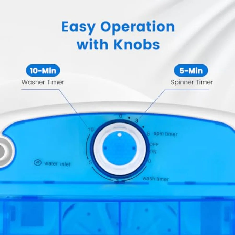 Portable Mini Washing Machine with Spin Dryer for Home Apartment RV 5.5lbs Washing Capacity Electric Compact Design Durable and