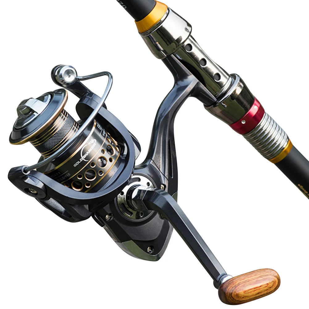 Spinning Reel Ultra Smooth Powerful Freshwater Fishing Reels with Wood Handle Spinning Fishing Reel 5.2:1 Gear Ratio 13 Bearings