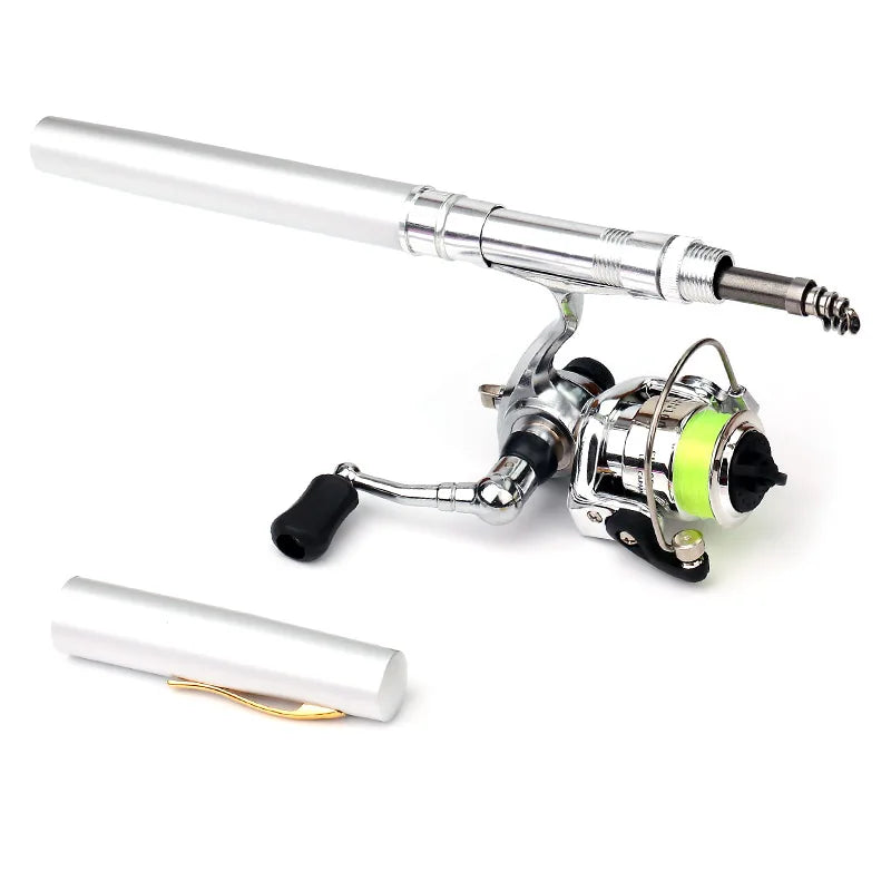 Pocket Collapsible Fishing Rod Reel Combo Mini Pen Fishing Pole Kit Telescopic Fishing Rod Spinning Reel Combo Kit