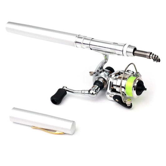 Pocket Collapsible Fishing Rod Reel Combo Mini Pen Fishing Pole Kit Telescopic Fishing Rod Spinning Reel Combo Kit