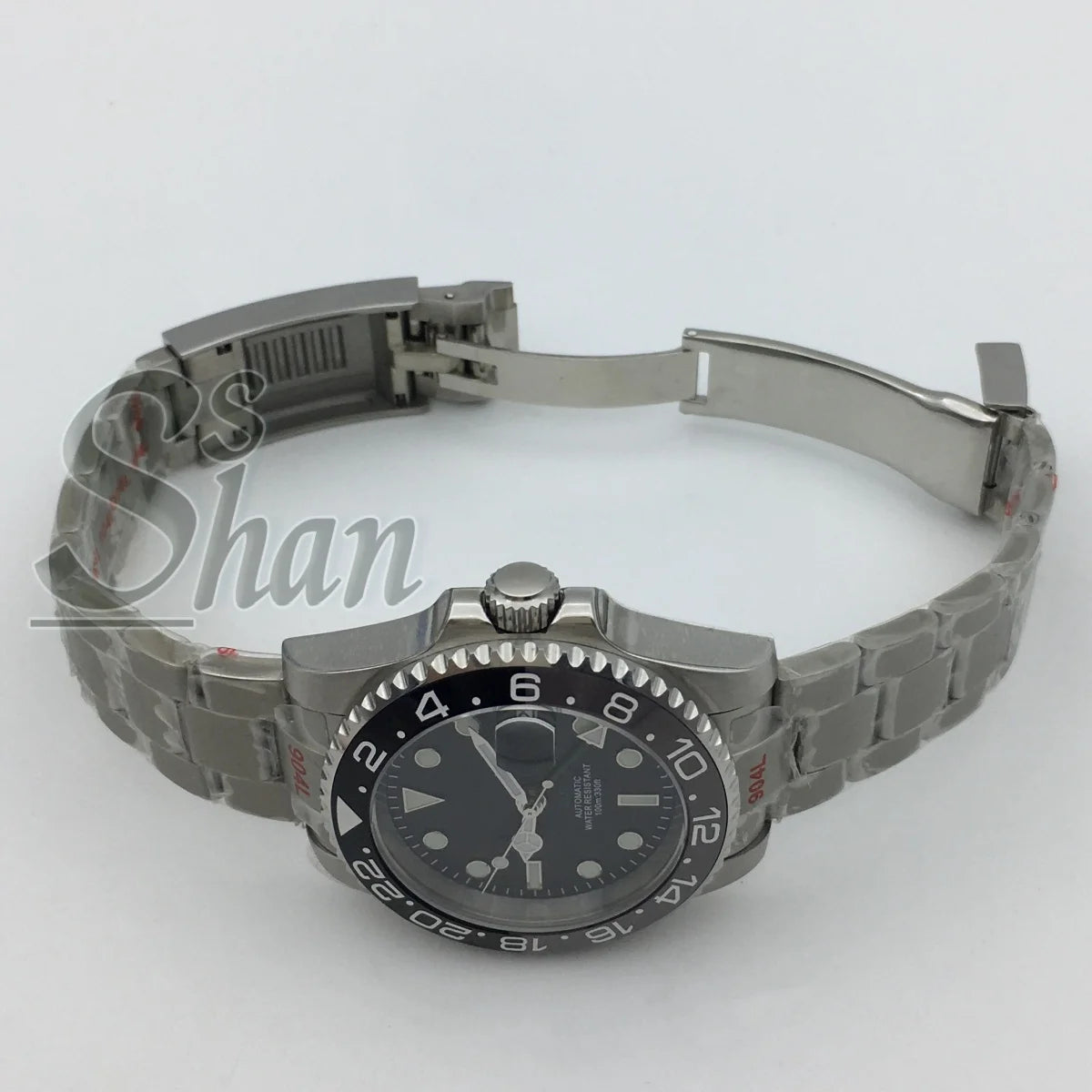 Customized logo luxury 40mm NH34 GMT mechanical watch ceramic bezel sapphire glass green luminous dial water-resistant to 10ATM