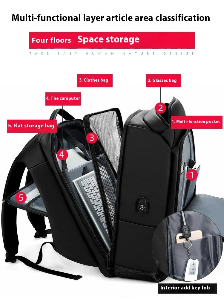 18” Large Capacity Male Laptop Men's Backpack Bag Waterproof USB Charging Multifunction Business School Backpacks
