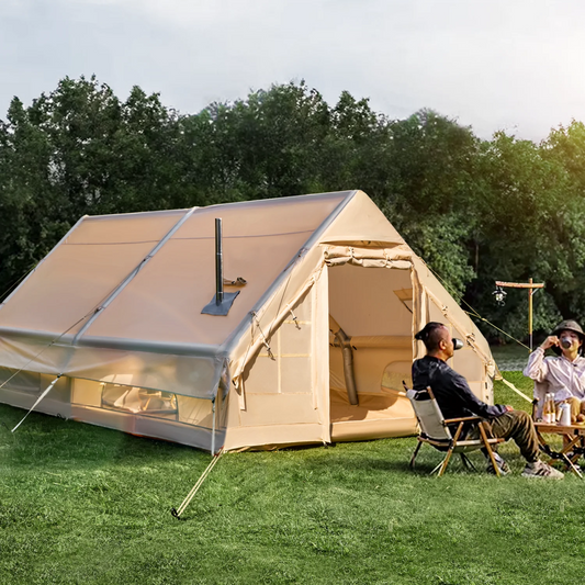 SENLEETO 8-10 People Glamping Inflatable Tents , 129 ft² Large Blow Up Tent with Hand Pump, 420D Oxford Fabric Camping Tent