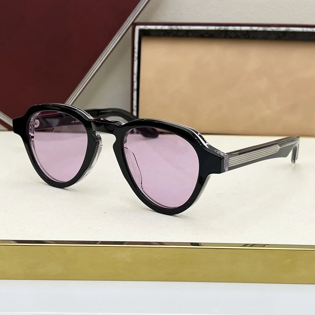 HATFIELD Oval Acetate Sunglasses Vintage Retro UV400 Eyewear for Men and Women Fashion Outdoor Shades